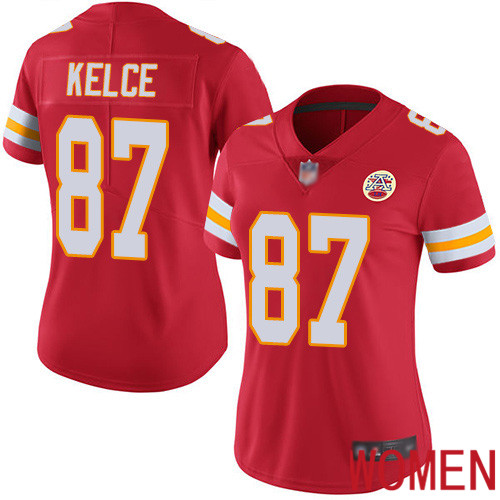 Women Kansas City Chiefs #87 Kelce Travis Red Team Color Vapor Untouchable Limited Player Football Nike NFL Jersey